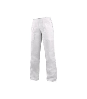Dámske biele pracovné nohavice DARJA 145 s pasom do gumy